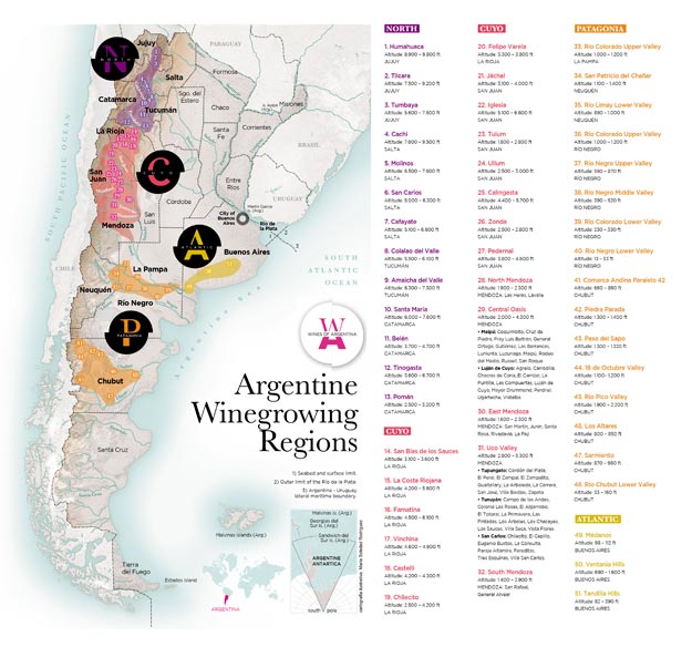 The Wine Regions : Argentina - country map