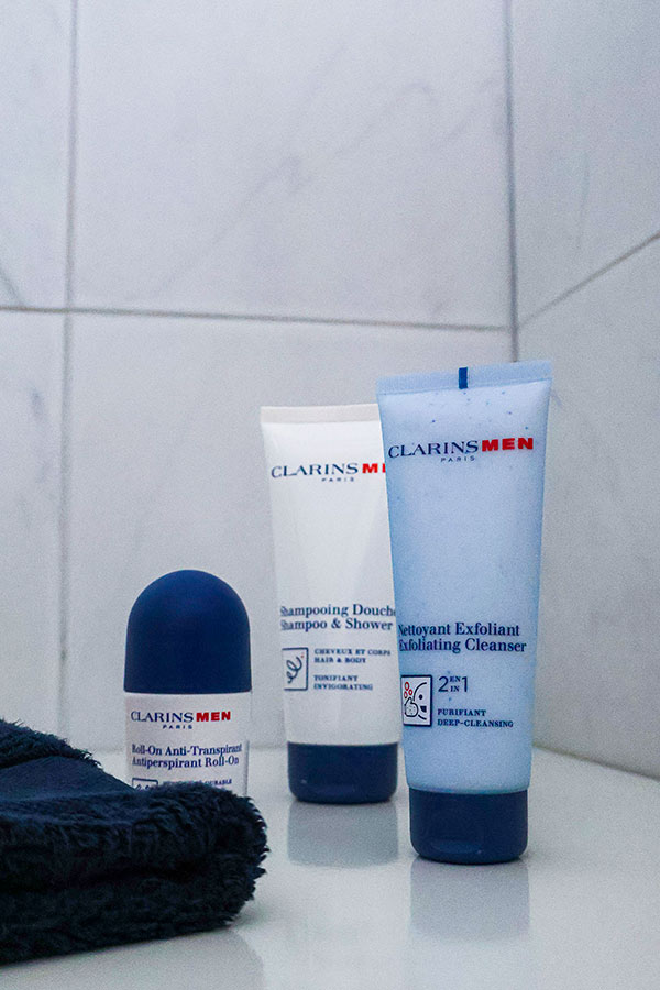 ClarinsMen Anti-Perspirant Roll-On, ClarinsMen Shampoo & Shower and ClarinsMen Exfoliating Cleanser - A Holiday beauty ritual with Clarins