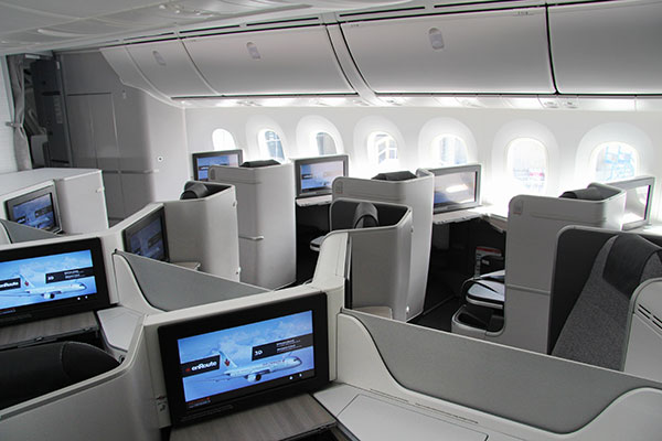 La Classe Signature, ses sièges et ses écrans.Photo : Air Canada