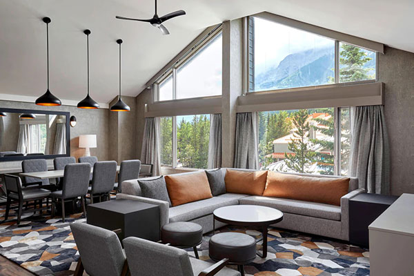 A living room in a suite at Pomeroy Kananaskis Mountain LodgePhoto: Marriott
