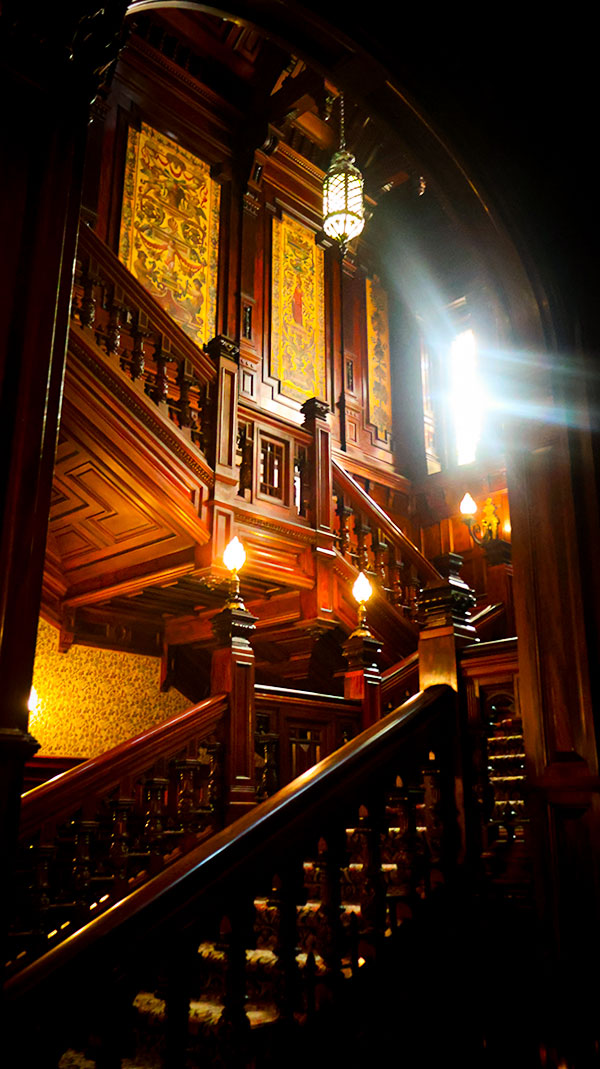 The magnificent staircase of the Mount Stephen Hotel, where Bar George is located.