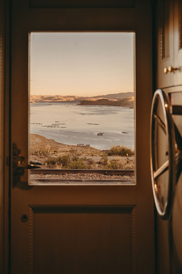 View of Lake Titicaca from a Belmond train