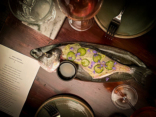 Sea Bream (Dorado) crudo, olive oil from Celler Frisach at Alma Restaurant - The Best of Gentleman - June 2024