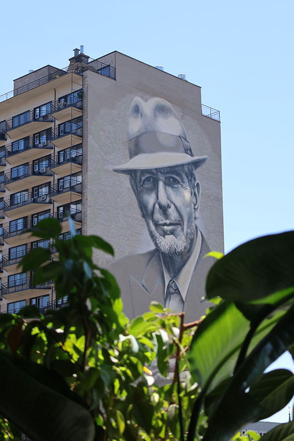View of the Leonard Cohen Mural from the terrace