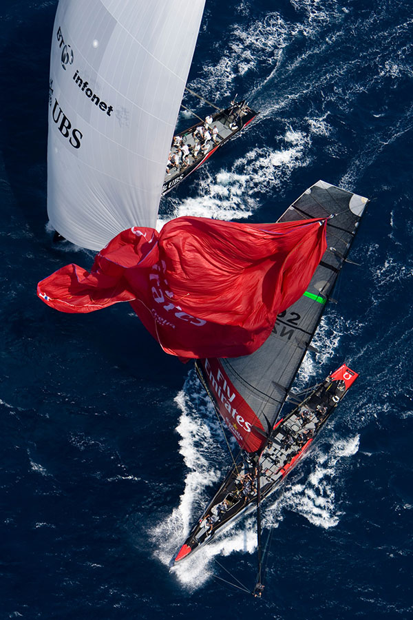 Alinghi and Emirates New Zealand during the 32nd America's Cup