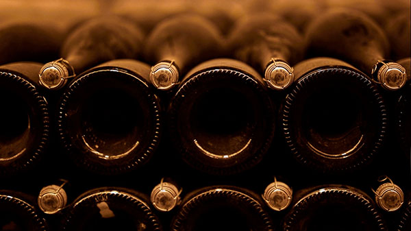 Champagne bottles in the KRUG cellar