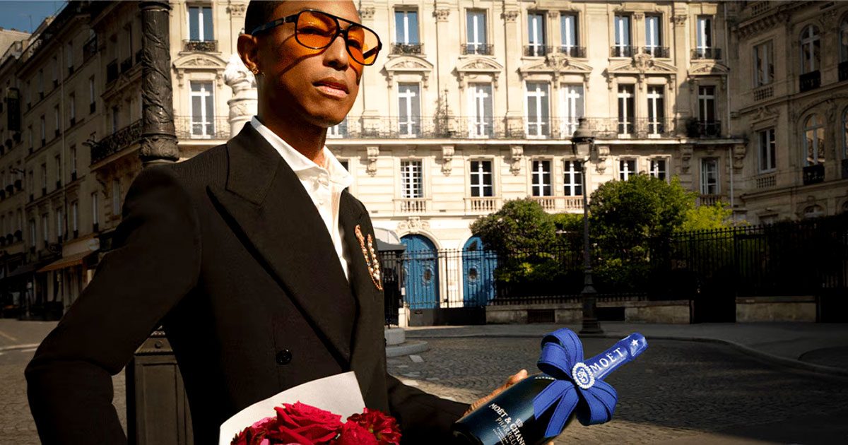 Pharrell Williams and the bottle of Moët & Chandon Brut Impérial in Midnight Blue
