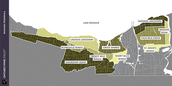 Cartes des Appellations - Péninsule du Niagara