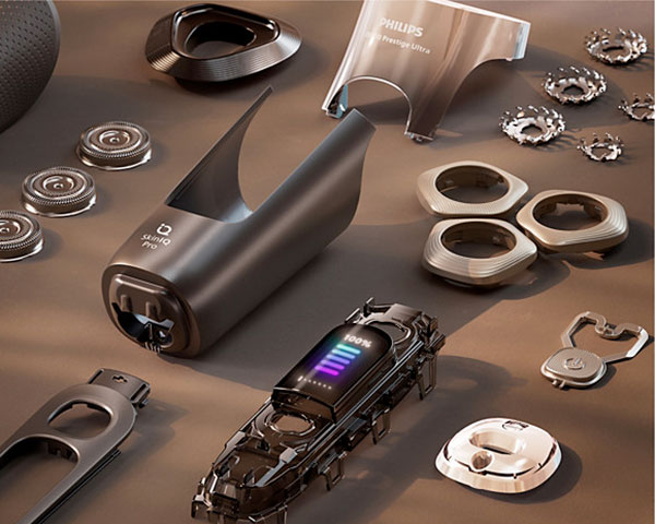 The internal parts of the Philips i9000 Prestige Ultra Razor
