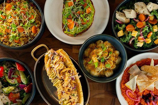 Some dishes offered at the Aspire Amex Lounge at YUL Montréal-Trudeau International Airport