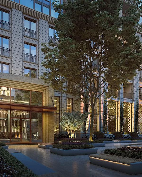 Another view of the courtyard of Le Sherbrooke by Broccolini