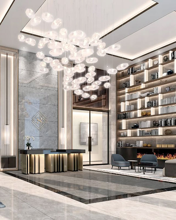 The interior entrance of Le Sherbrooke by Broccolini