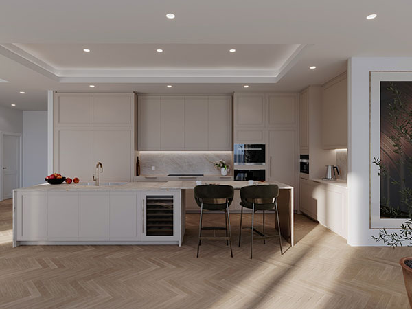 La cuisine d'une des suites dans Le Sherbrooke