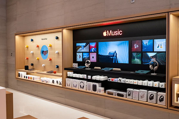 La section Apple Music de la boutique Apple Sainte-Catherine à Montréal