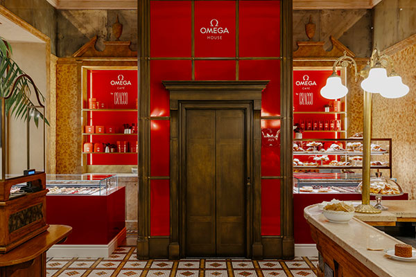 The entrance to the OMEGA House in Milan