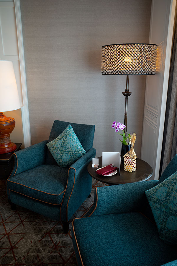 A comfortable armchair is available in the room