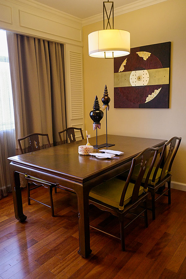 A dining area that can also double as an office is available to you