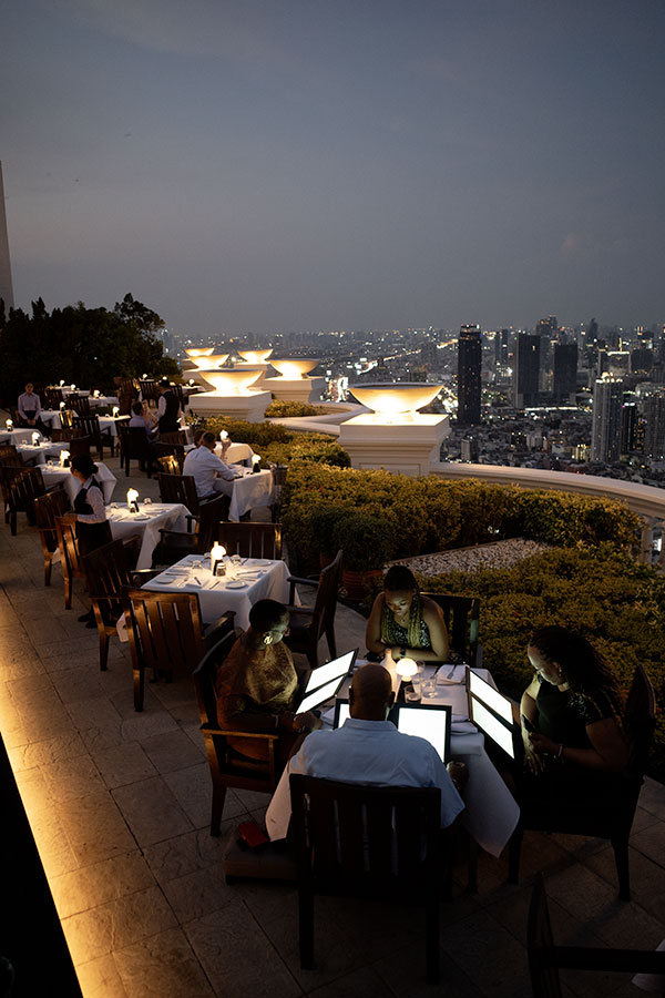 3 Luxury Hotel in Bangkok - The Sirocco restaurant sits next to the Sky Bar