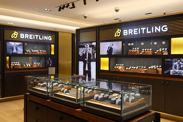 The renovated boutique's Breitling section