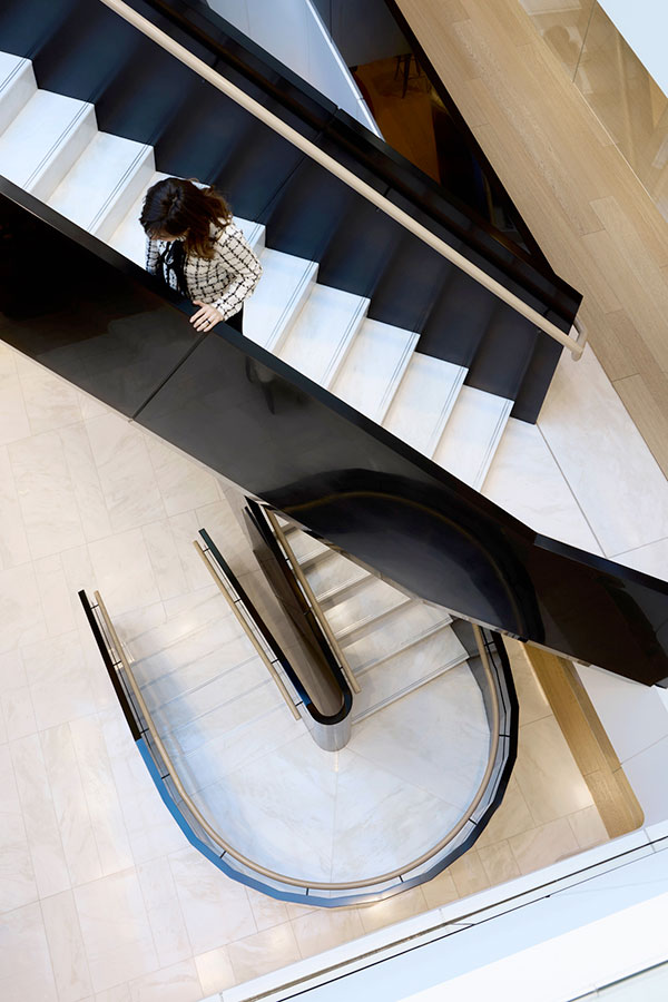 The great mix of black and white in the new staircase
