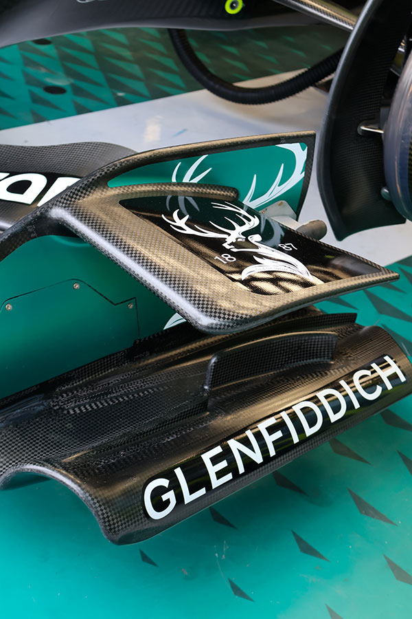 The Glenfiddich and Aston Martin partnership is easy to spot on the race cars